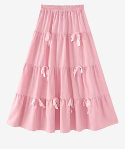 A Touch of Blue Skirt with Pink Bows or Pink Skirt with Pink Bows.