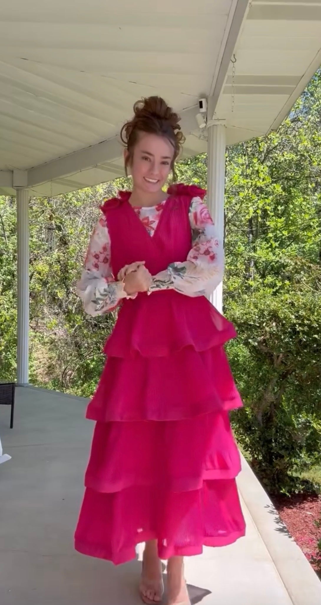 Rosé Rhapsody Dress - Fuchsia Tiered Ruffle Dress | Blessed To Bless ...