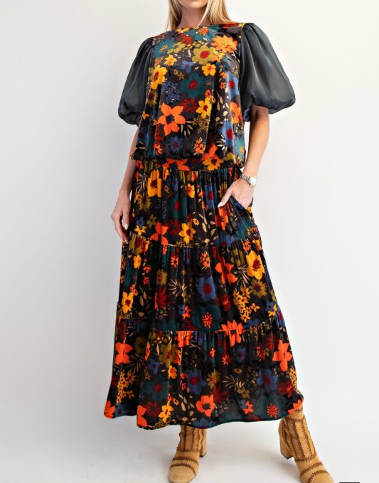 Autumn Velvet Petals Set - Includes Top & Skirt