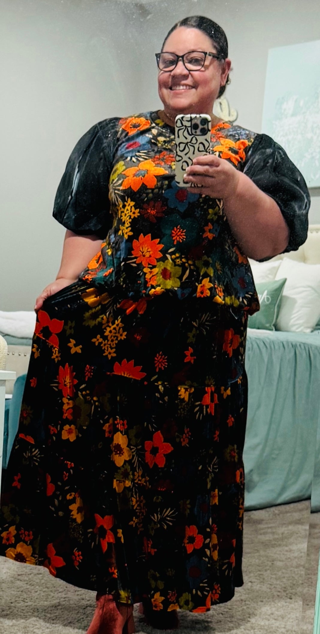 Autumn Velvet Petals Set - Includes Top & Skirt