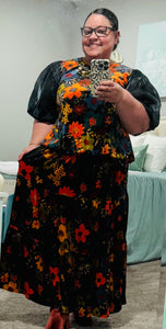 Autumn Velvet Petals Set - Includes Top & Skirt
