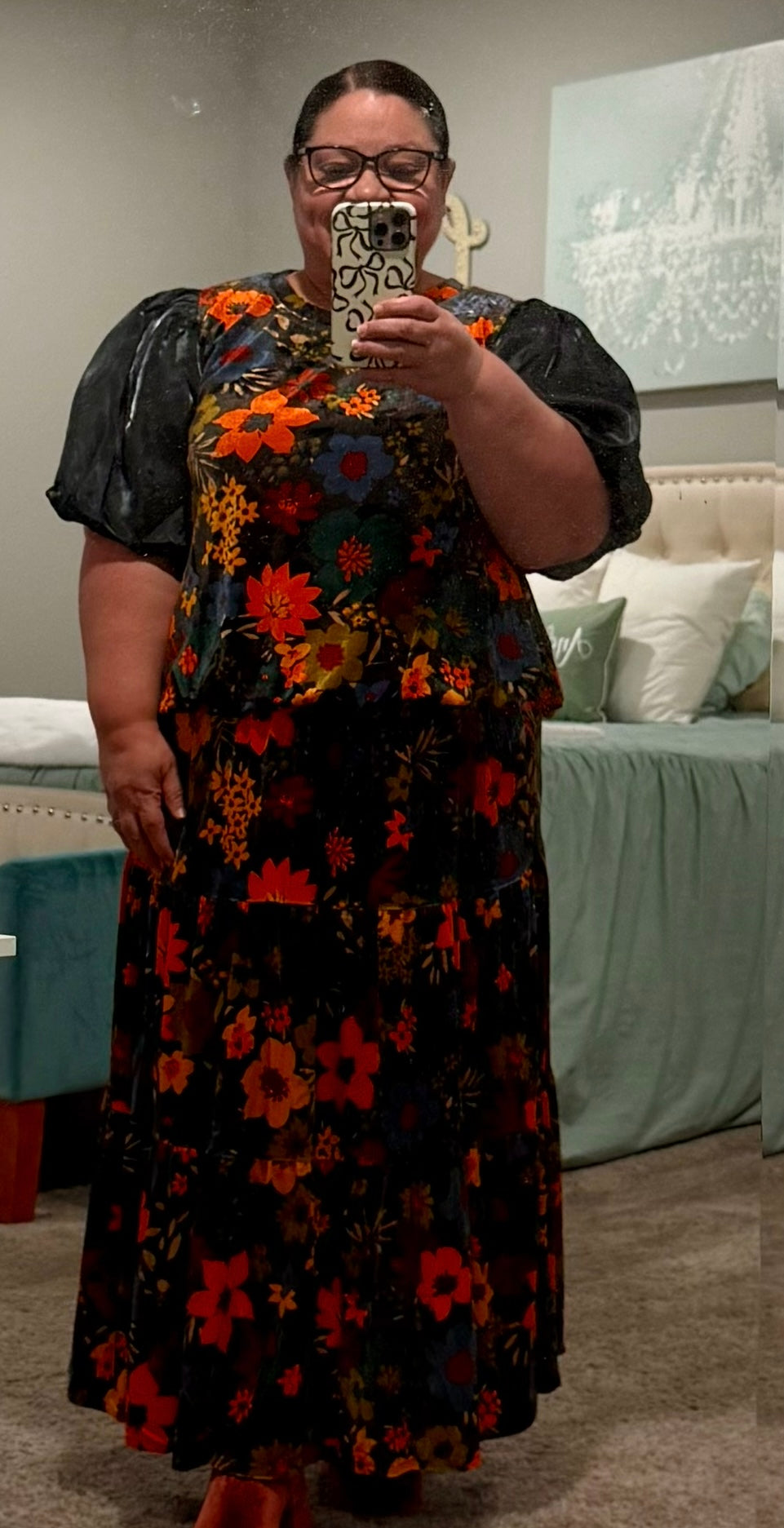 Autumn Velvet Petals Set - Includes Top & Skirt