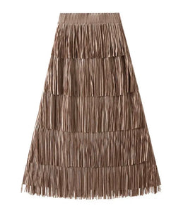 Khaki Brown - Fringe Elegance Skirt ☆ Preorder ☆ 2/3 Weeks