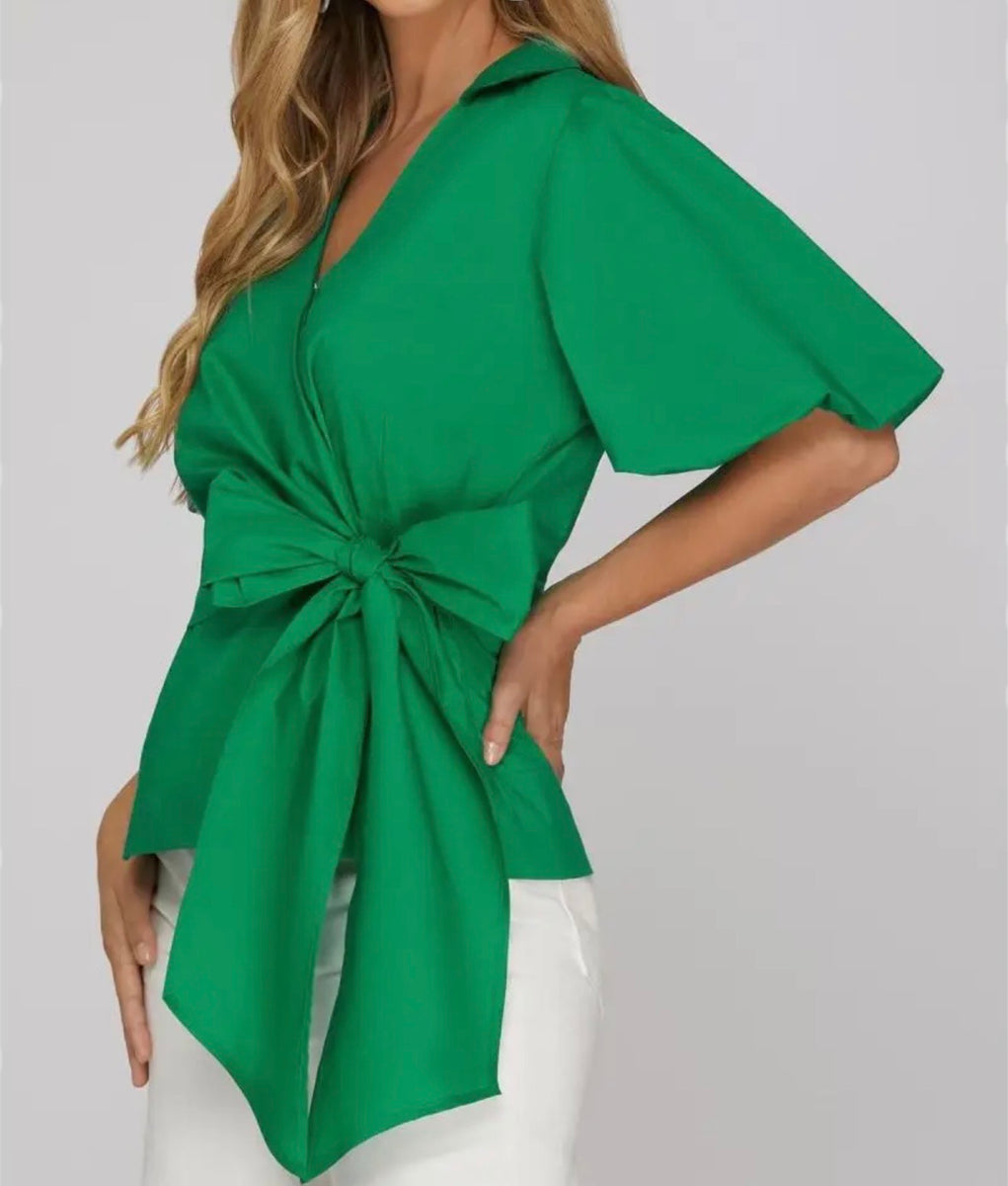 Emerald Society Bow Top | Modest Bow Blouse | Blessed To Bless Boutique