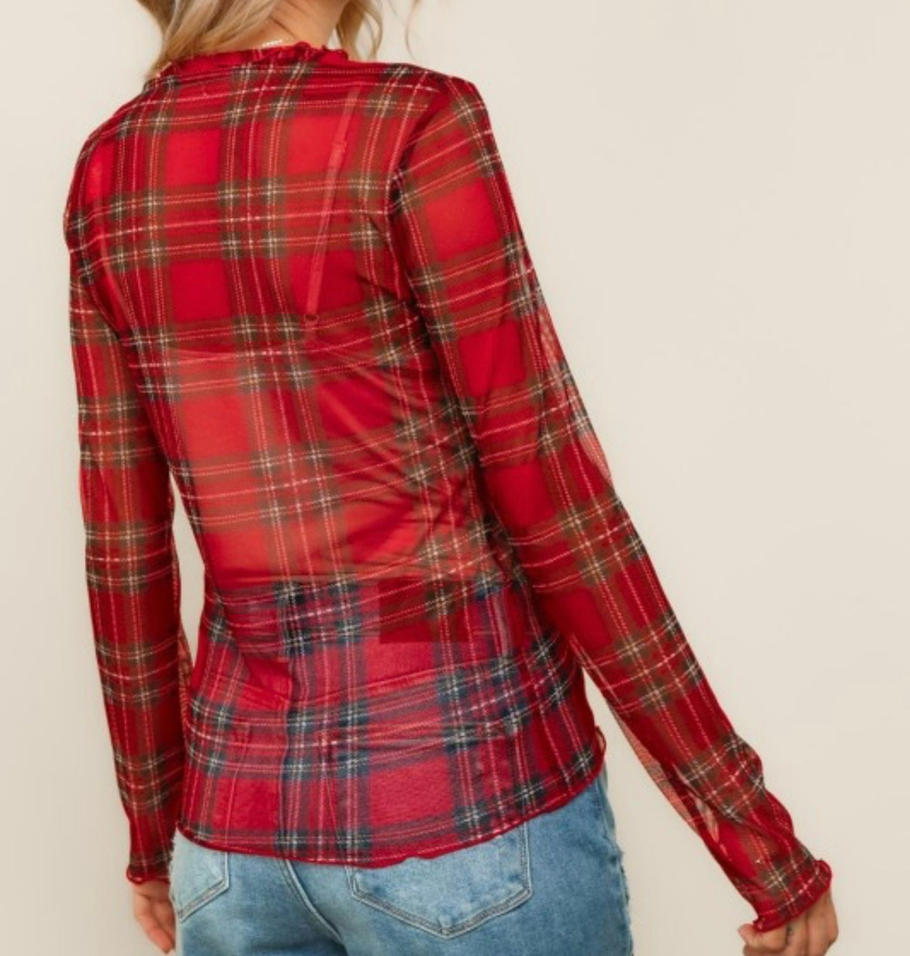 Merry & Mesh Plaid Top🎄🎄S - 3X