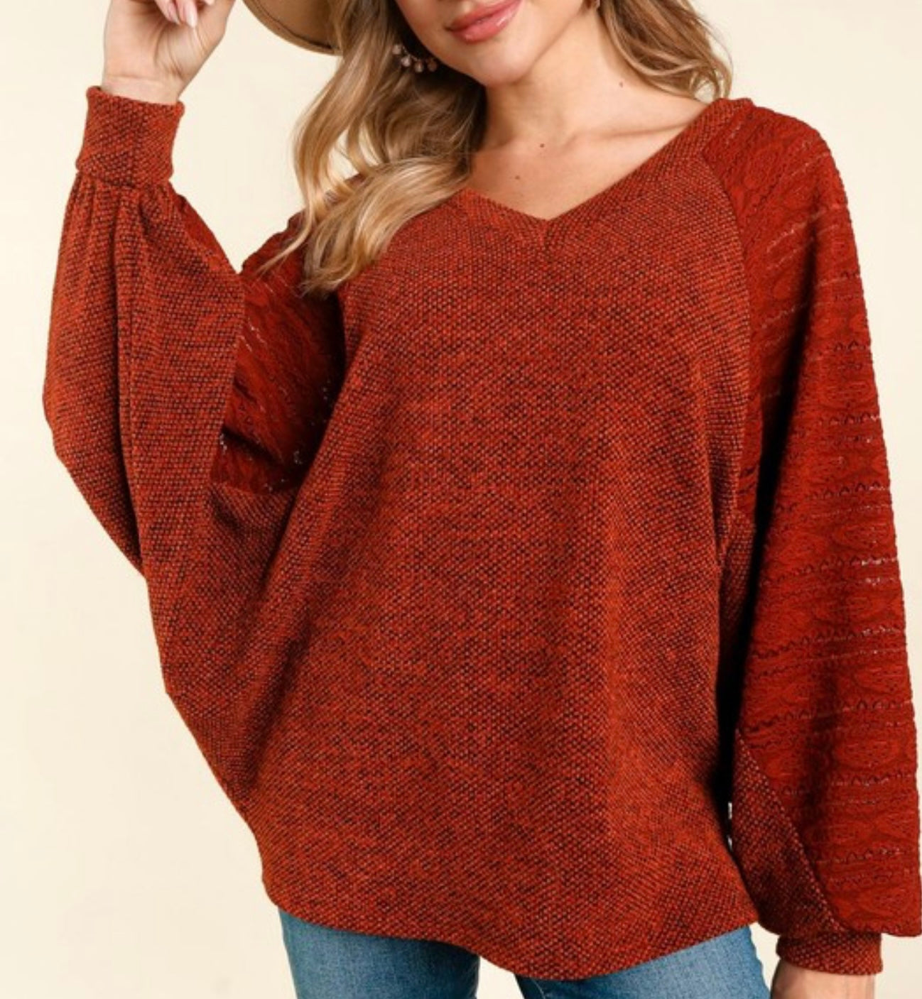Autumn Ember Batwing Sweater - Fits Reg & Plus