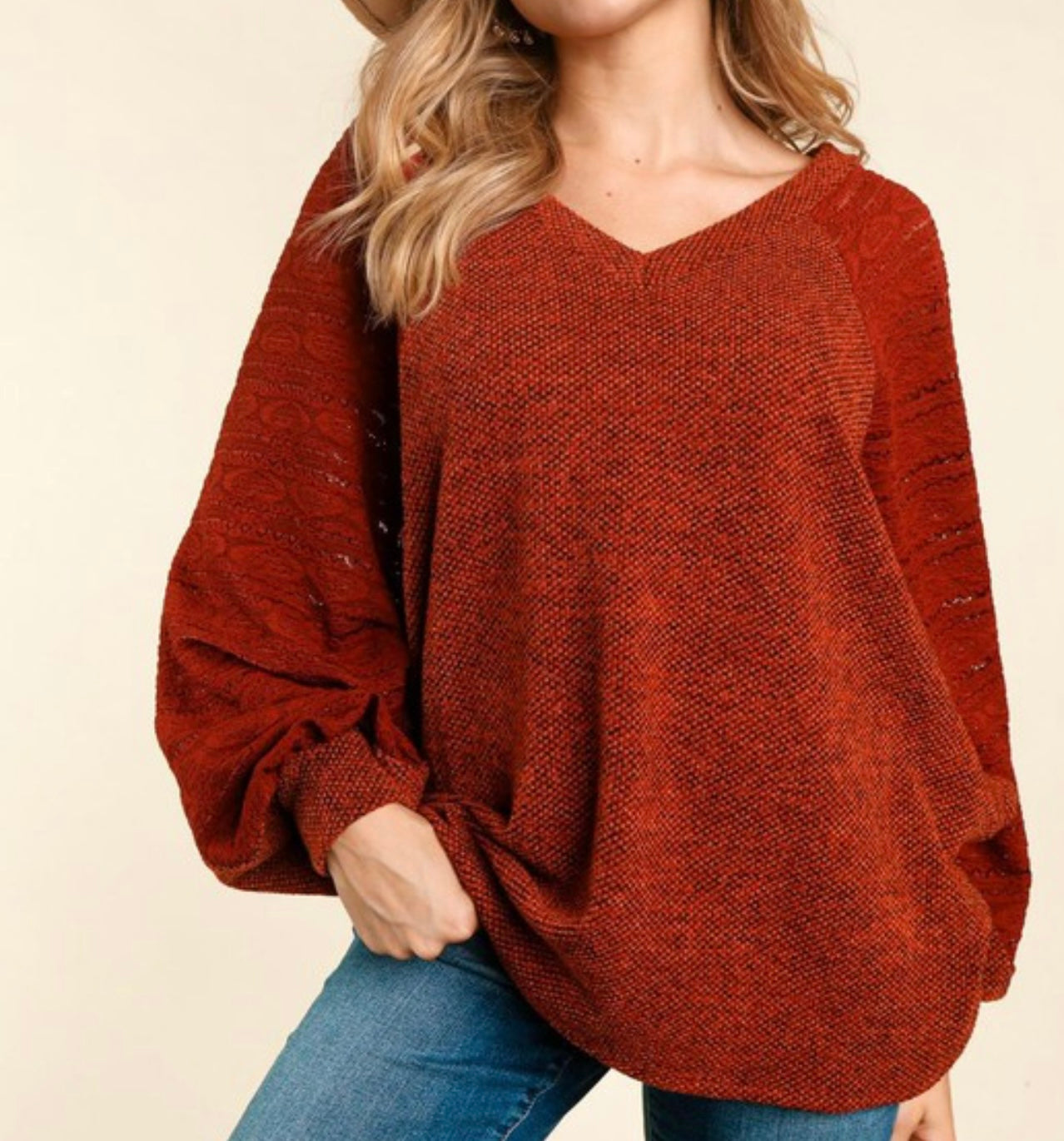 Autumn Ember Batwing Sweater - Fits Reg & Plus