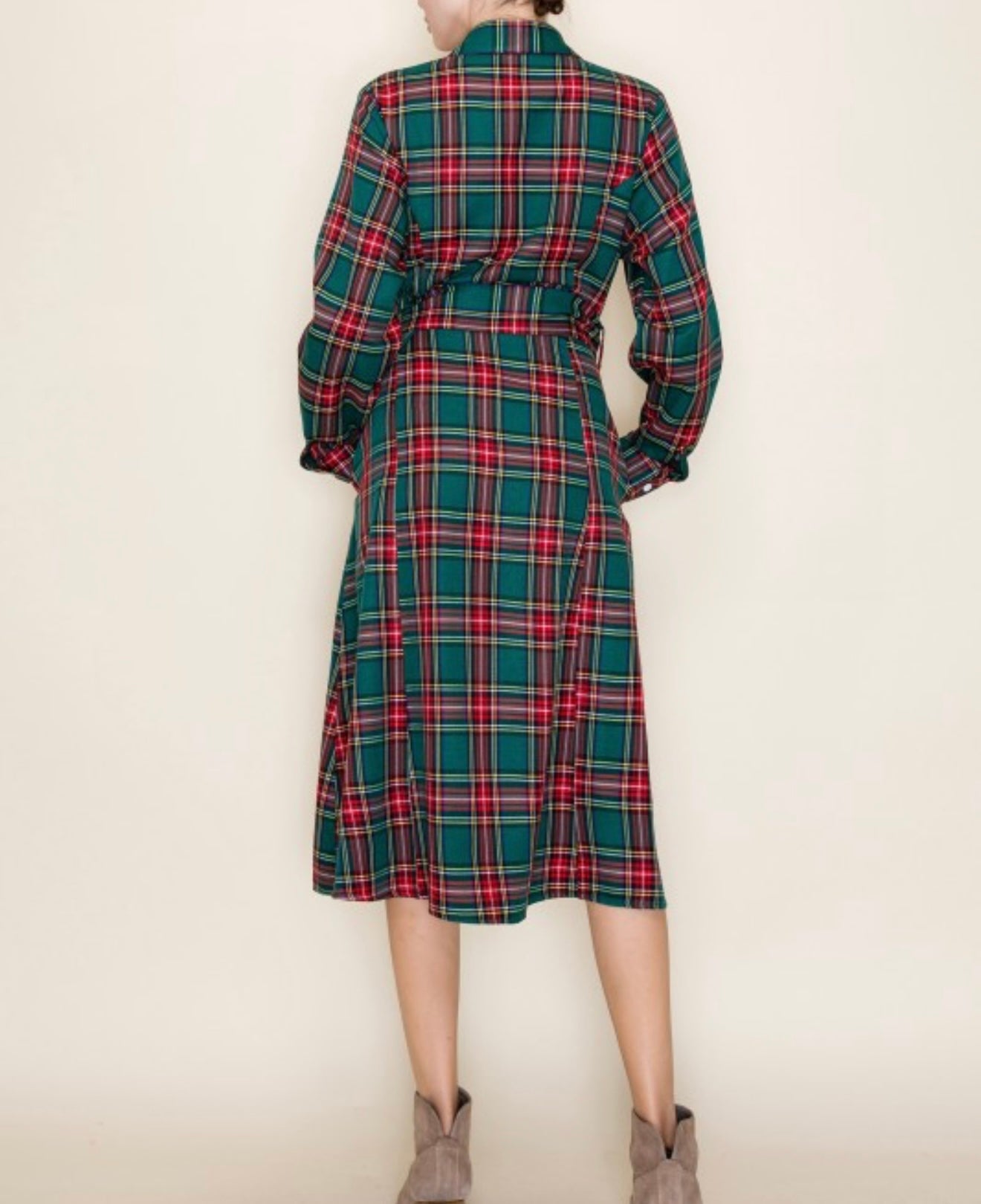 Merry Tartan Dress In Hunter Green - S - 3X