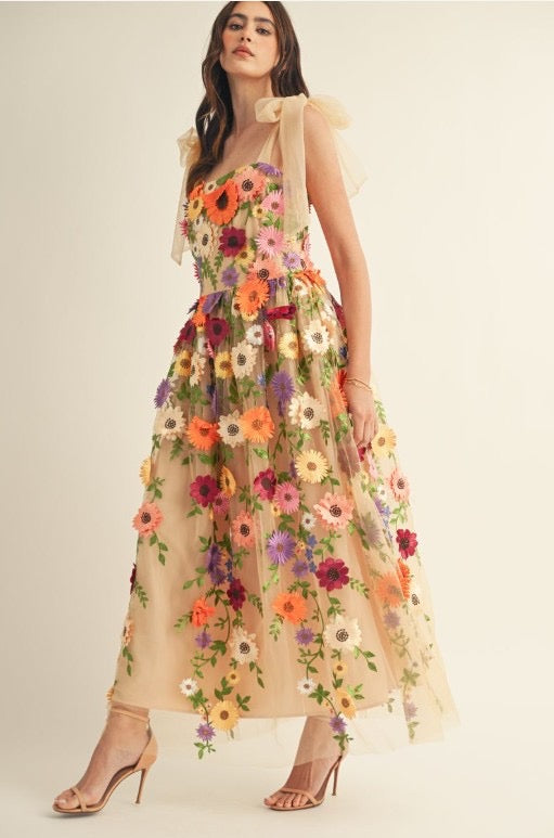 Autumn Serenade 3D Floral Dress
