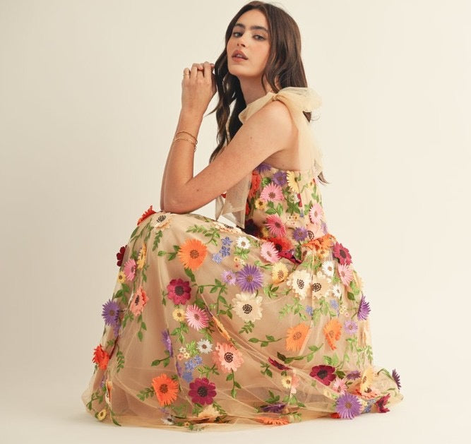 Autumn Serenade 3D Floral Dress