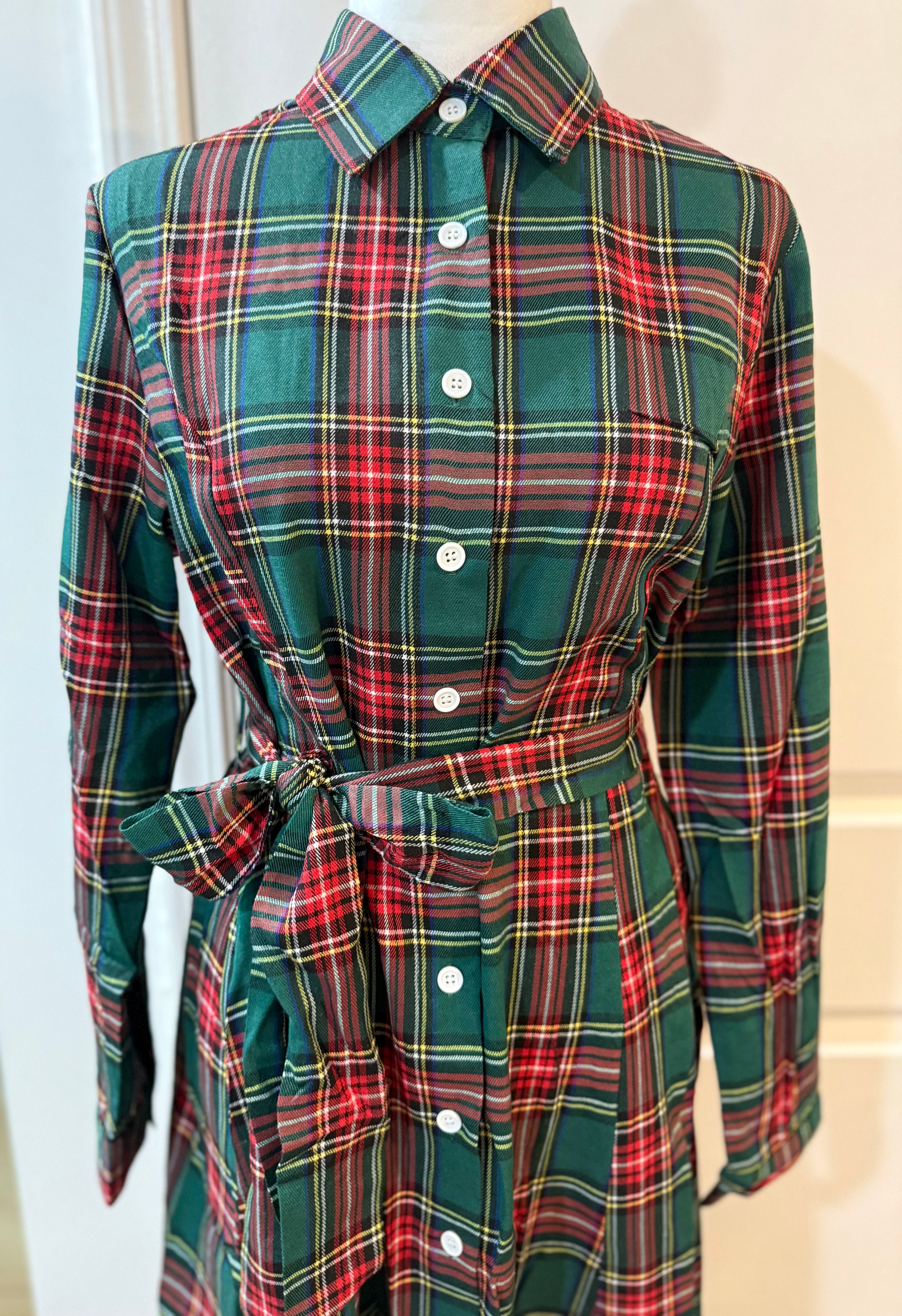 Merry Tartan Dress In Hunter Green - S - 3X