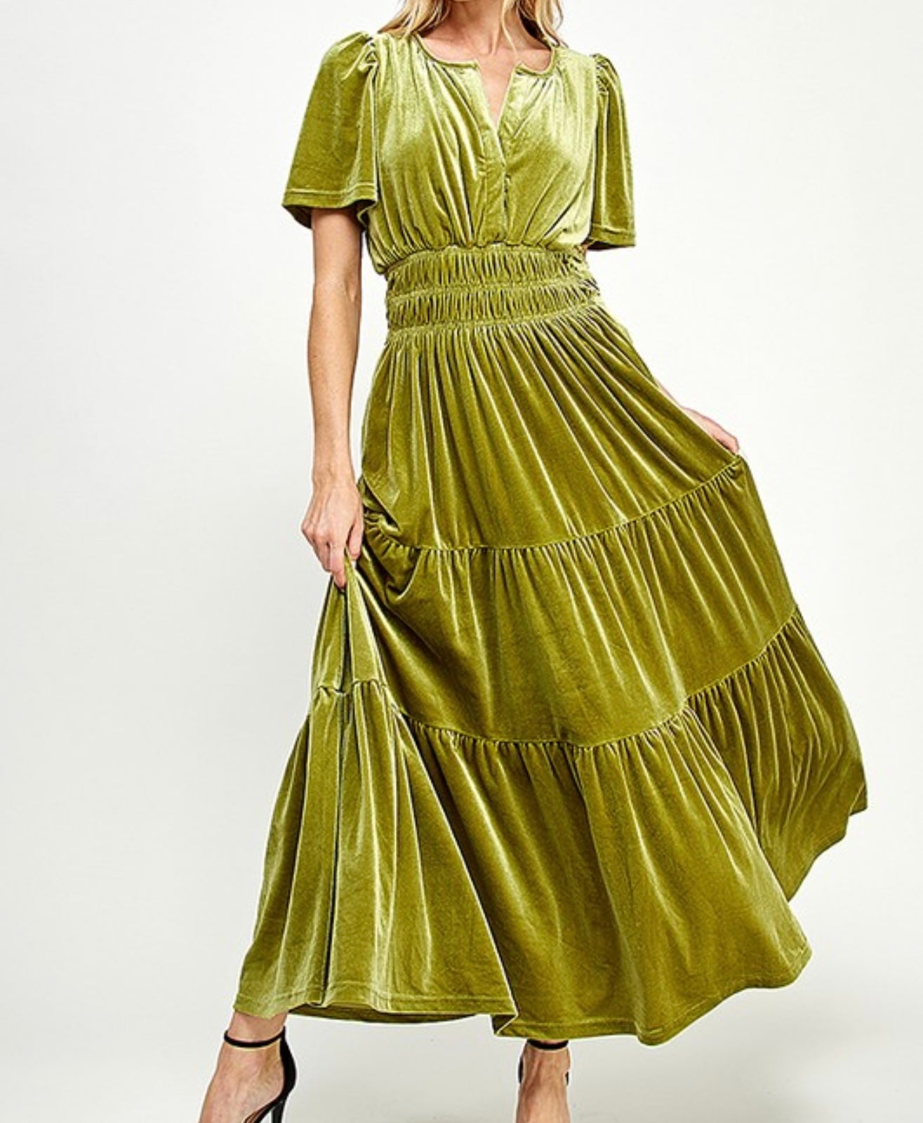 Enchanted Moss Velvet Dress• Small - 3X