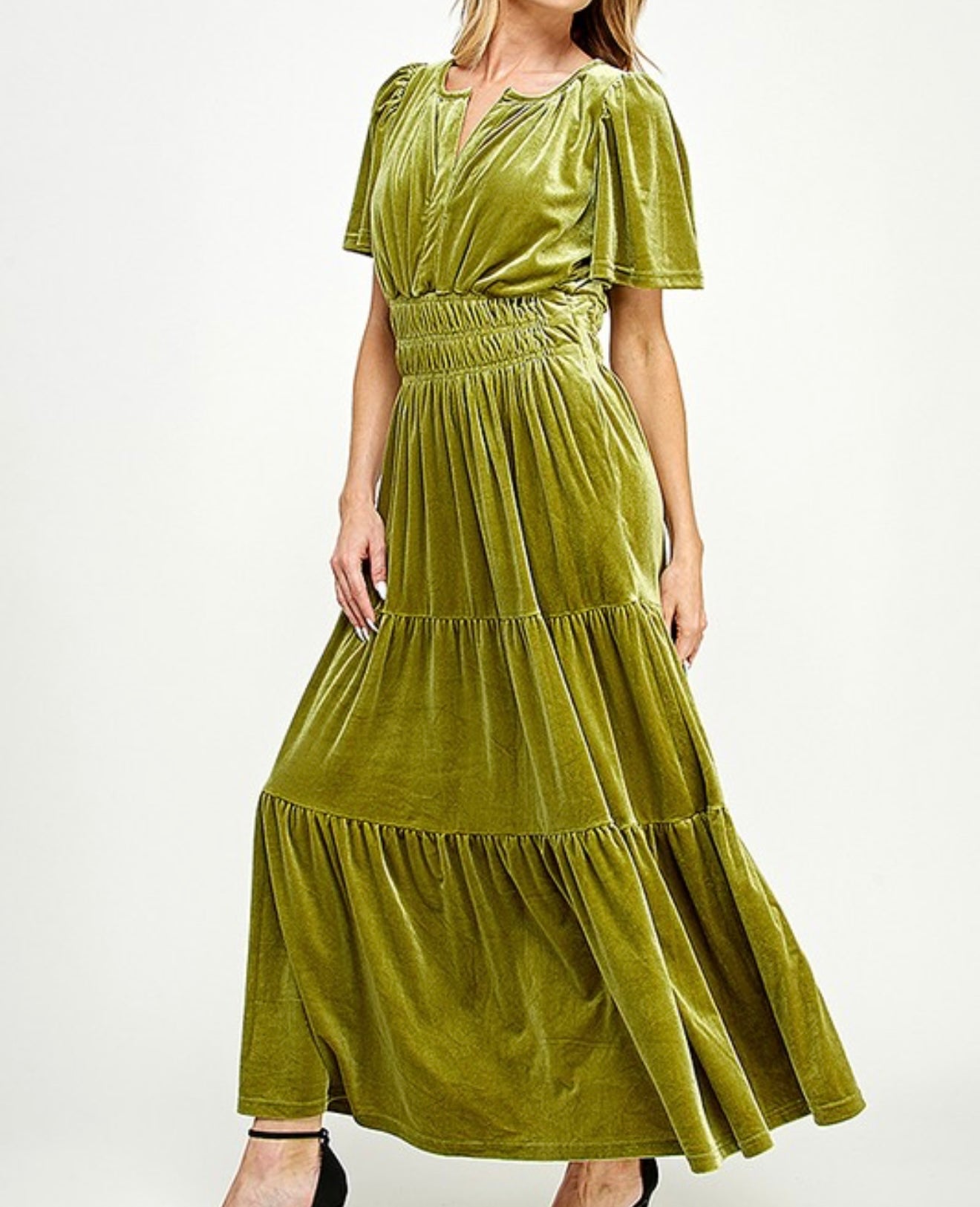 Enchanted Moss Velvet Dress• Small - 3X