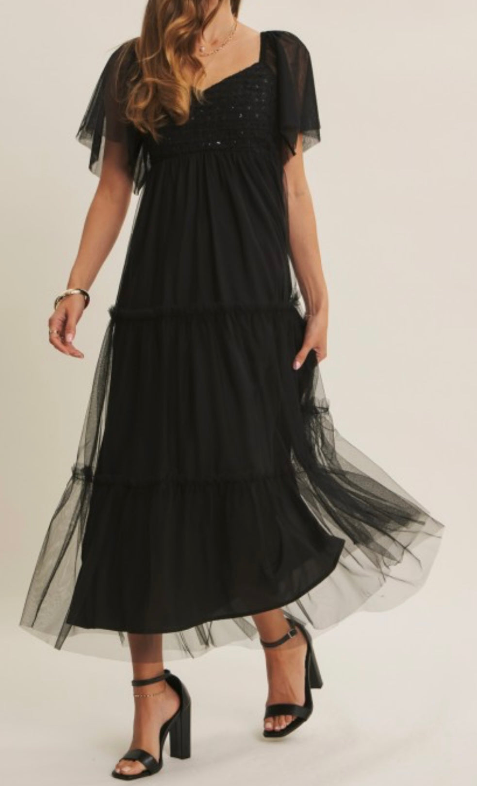 ✨ Enchanted Noir Elegance Dress With Sequined Bodice