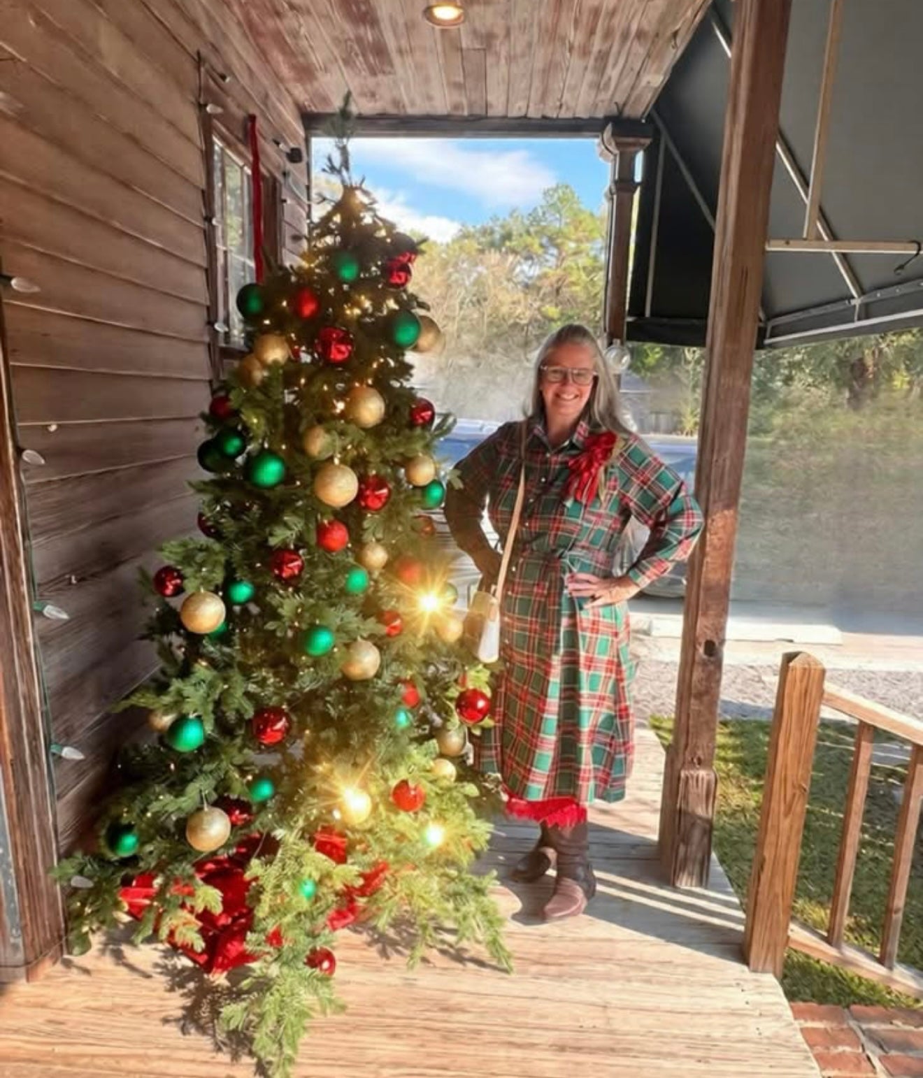 Merry Tartan Dress In Hunter Green - S - 3X