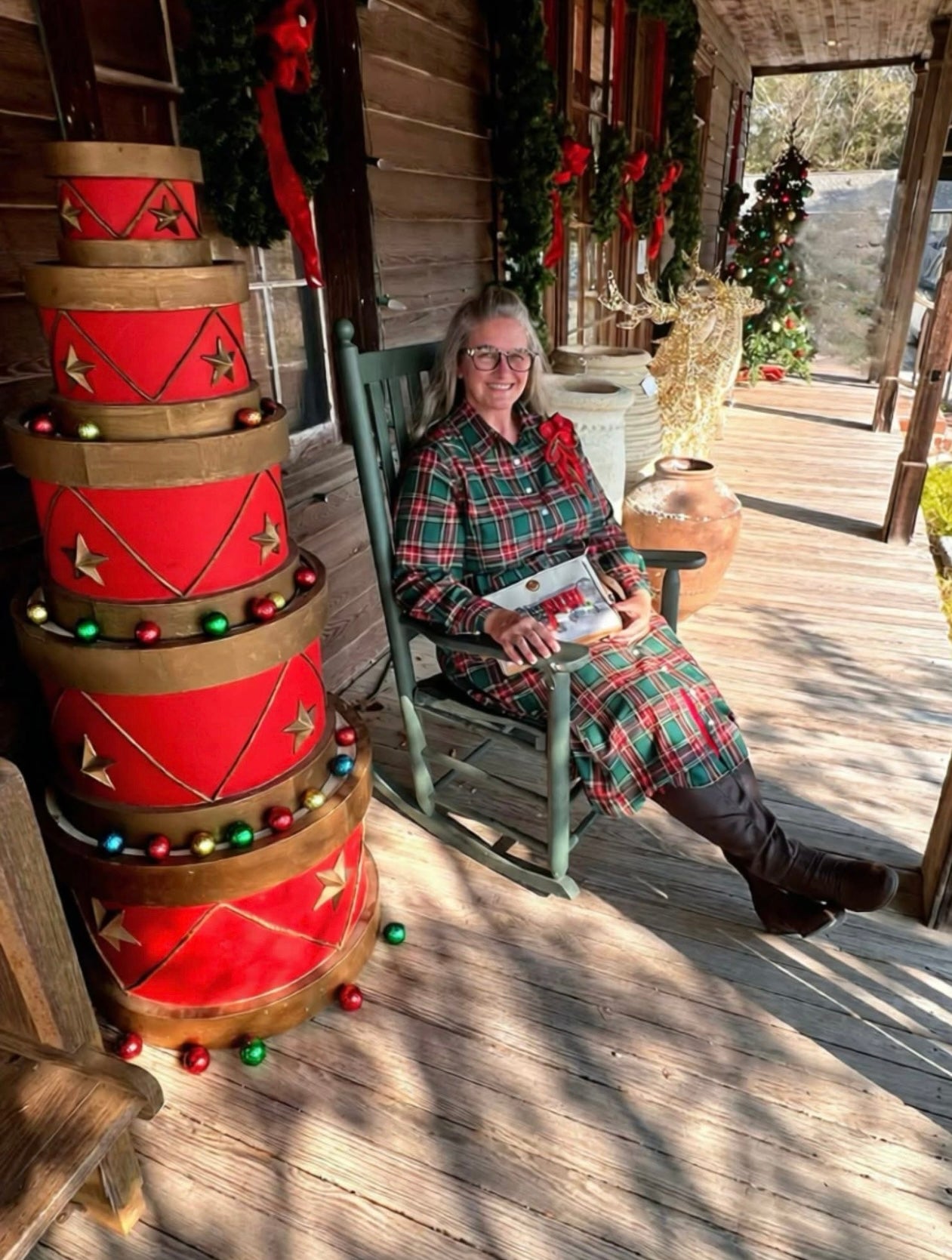 Merry Tartan Dress In Hunter Green - S - 3X