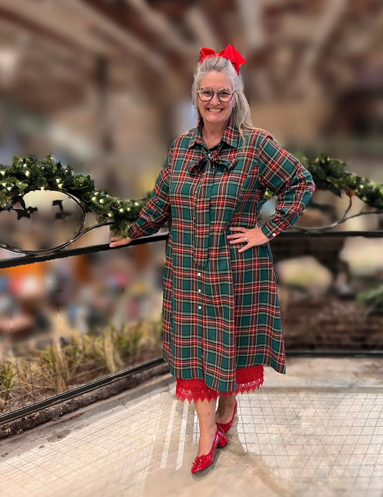 Merry Tartan Dress In Hunter Green - S - 3X