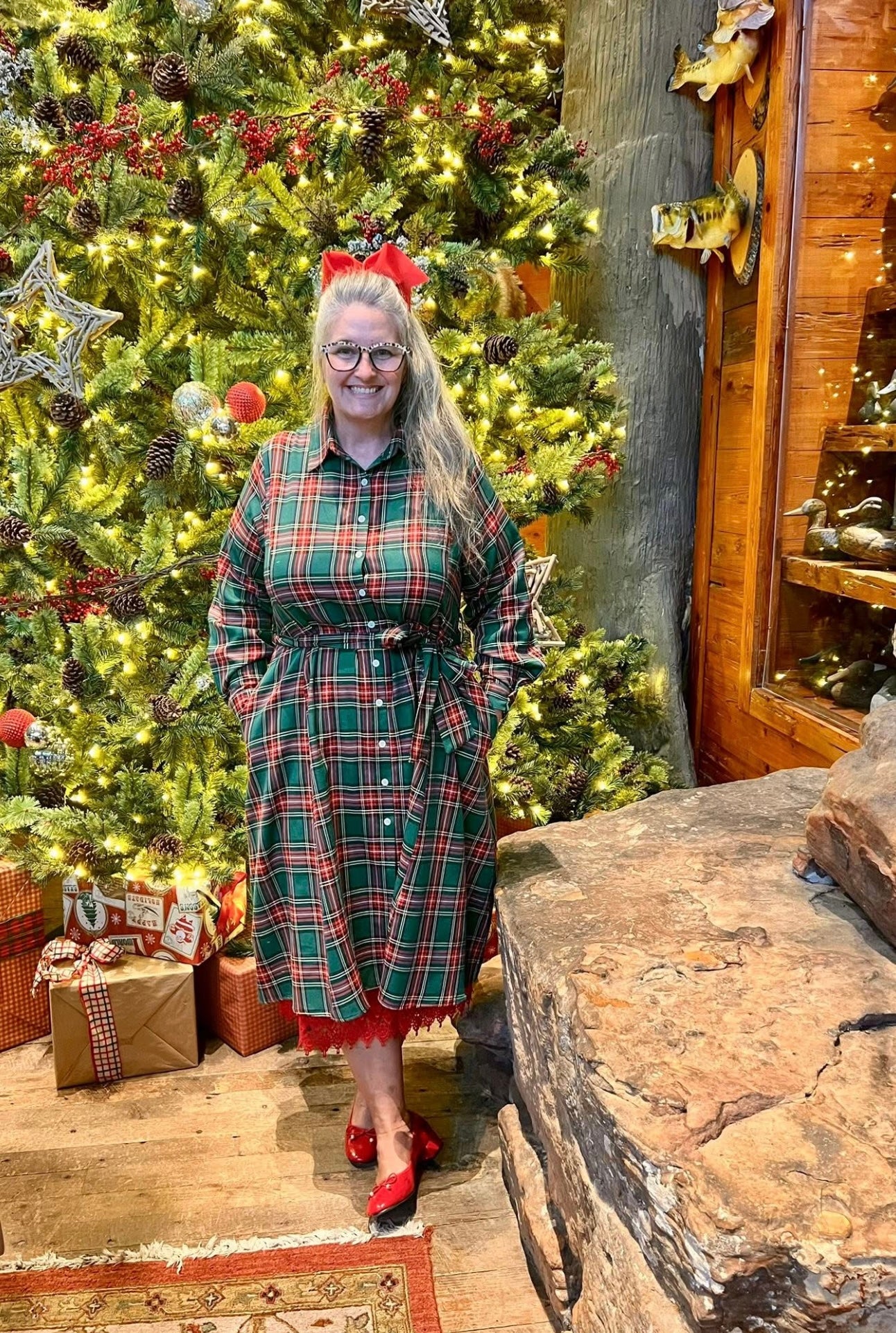 Merry Tartan Dress In Hunter Green - S - 3X