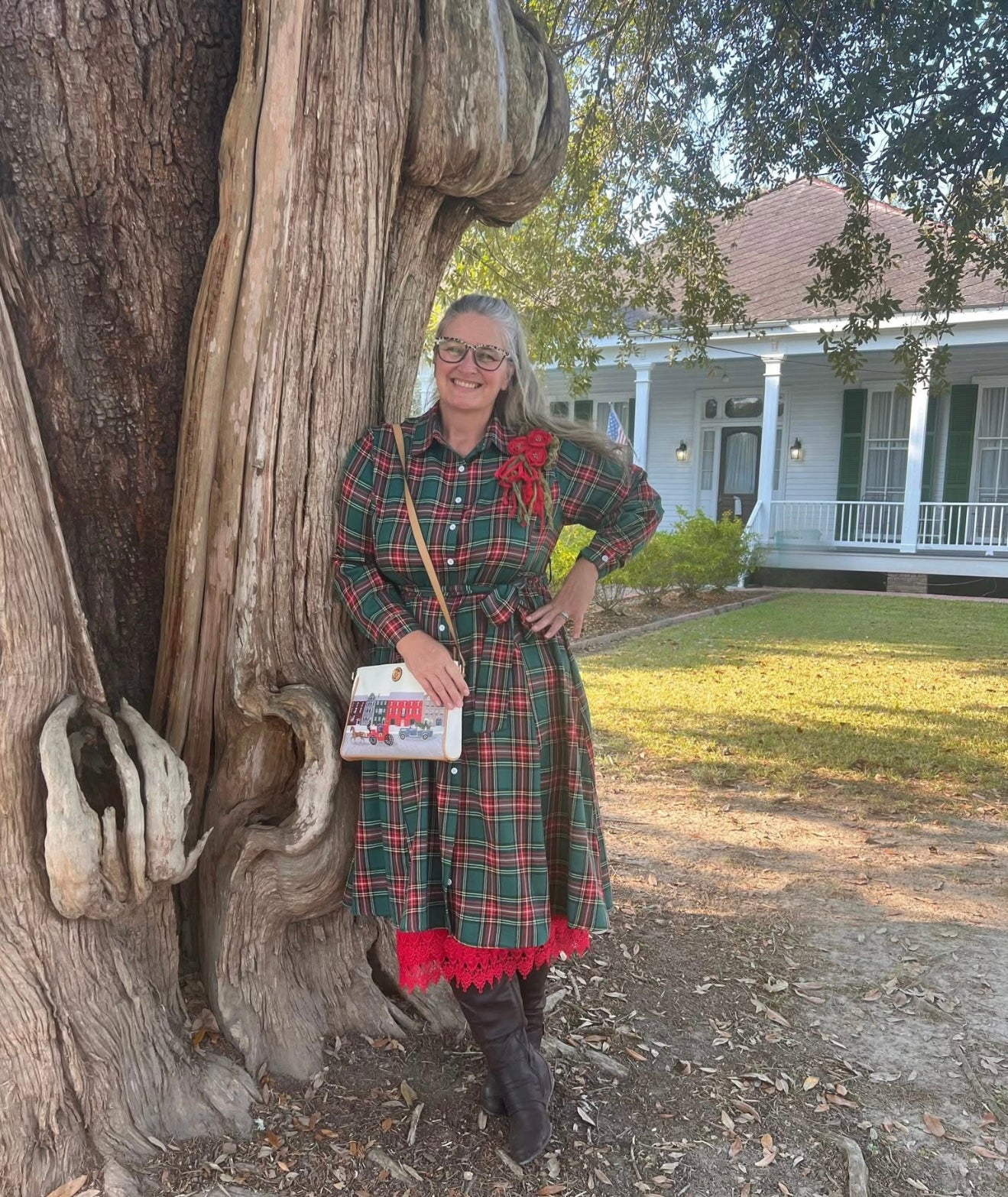 Merry Tartan Dress In Hunter Green - S - 3X