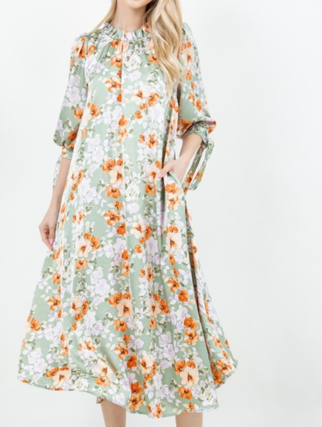 Something Satin Dress In Pink or Sage Florals * S - 3X