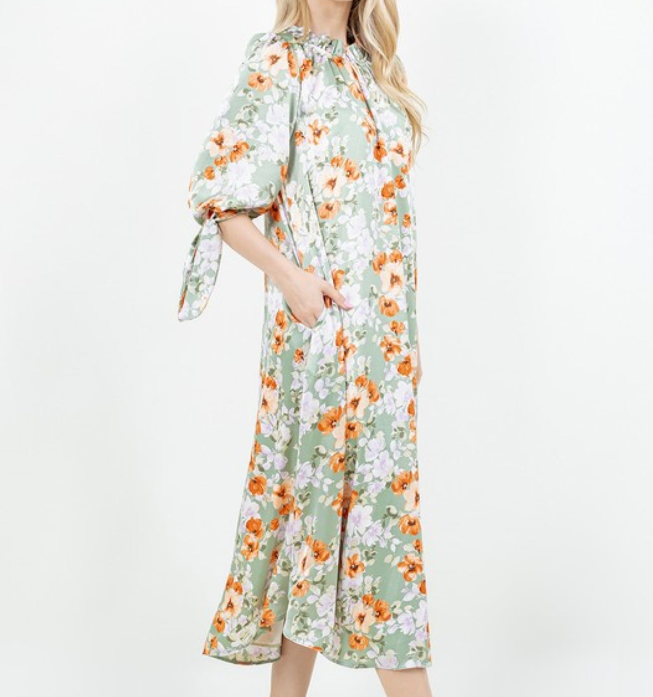Something Satin Dress In Pink or Sage Florals * S - 3X