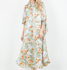 Something Satin Dress In Pink or Sage Florals * S - 3X