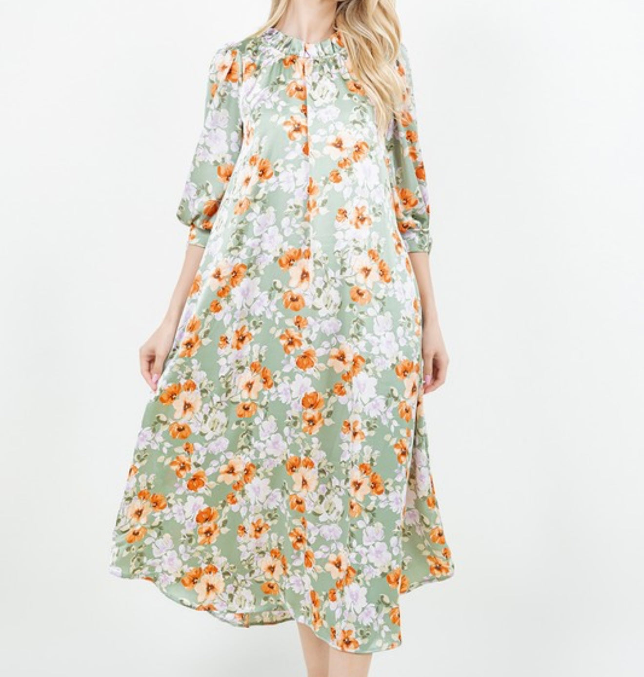 Something Satin Dress In Pink or Sage Florals * S - 3X