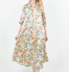 Something Satin Dress In Pink or Sage Florals * S - 3X