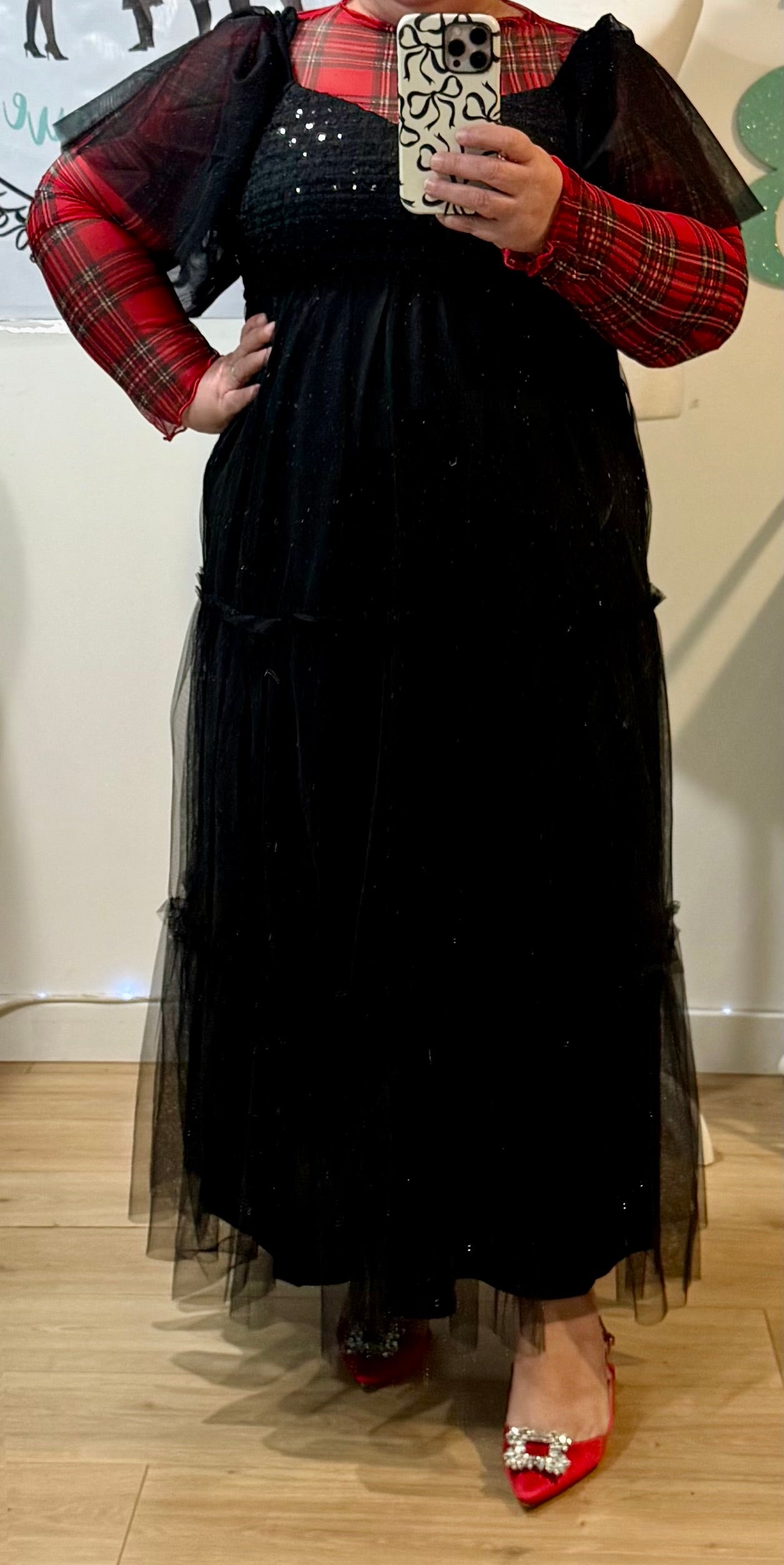 ✨ Enchanted Noir Elegance Dress With Sequined Bodice