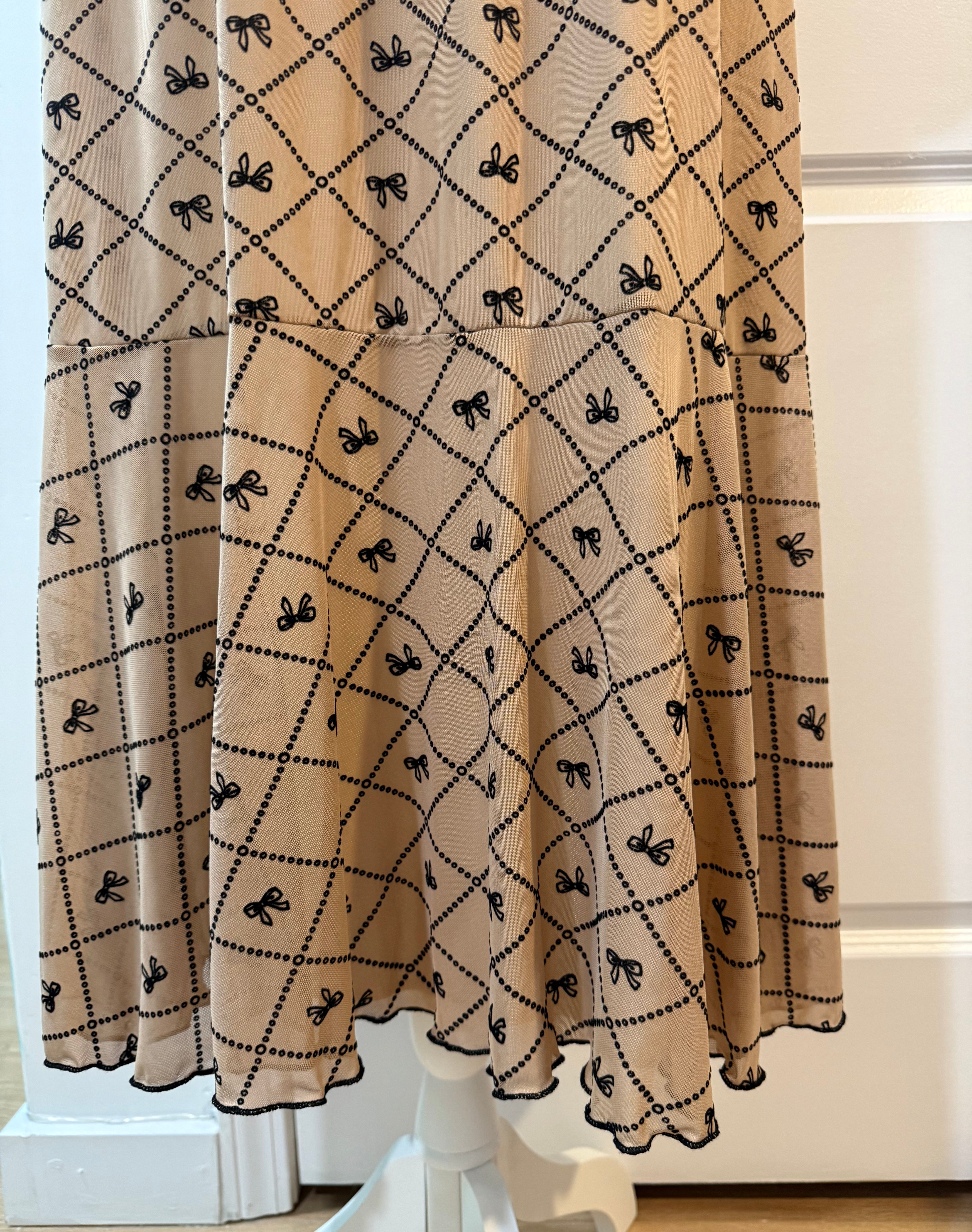 Bow Allure Dress In Beige. Sizes S - 3X