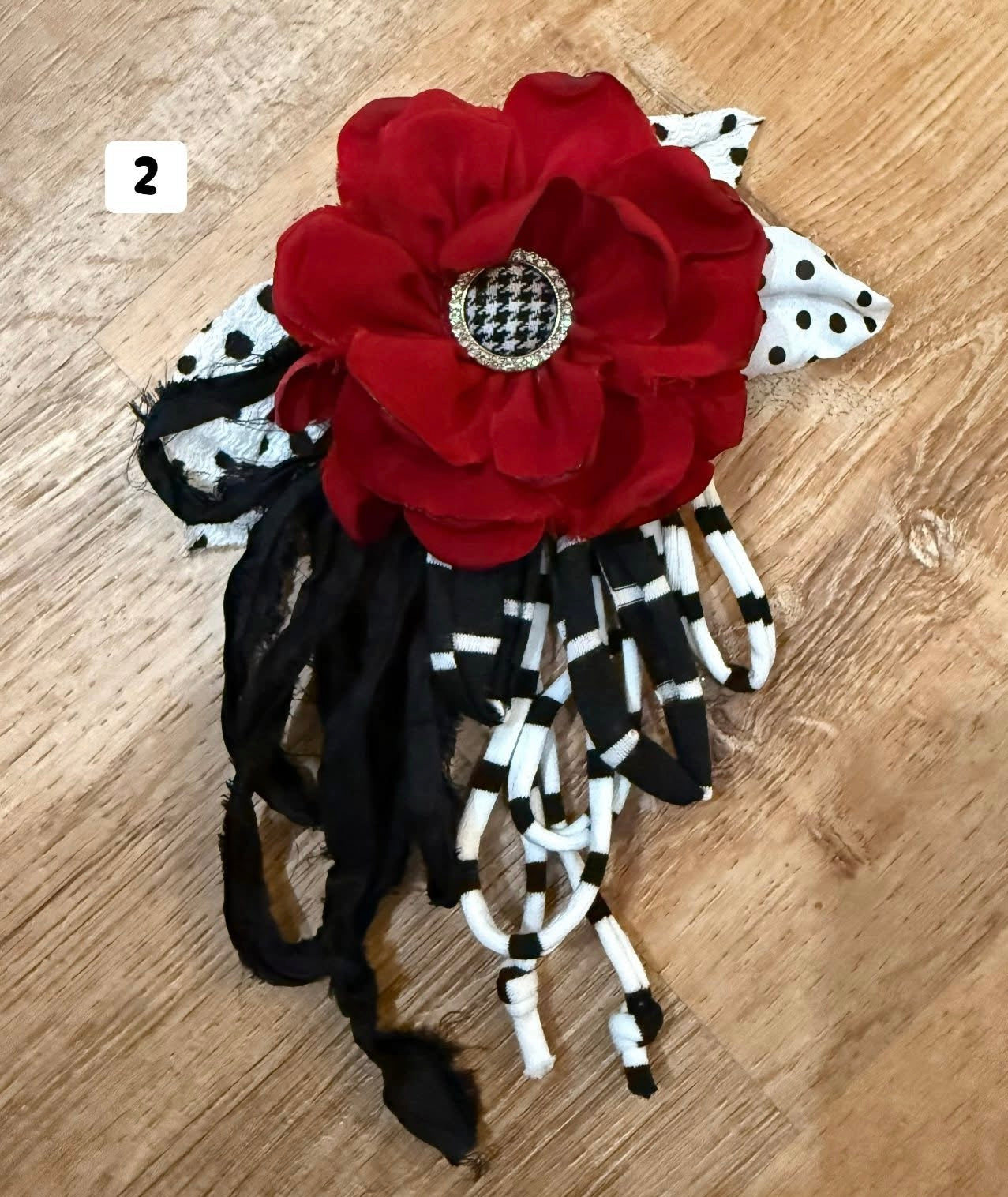 Crimson Glam Polka Rose Brooch