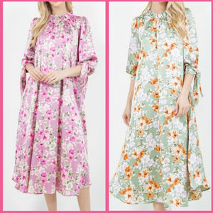 Something Satin Dress In Pink or Sage Florals * S - 3X