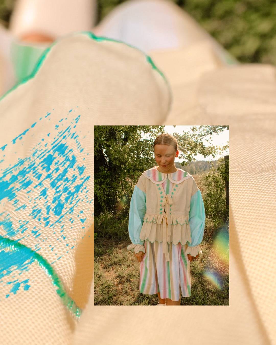So Much Grace Bow Top in Yellow/Mint