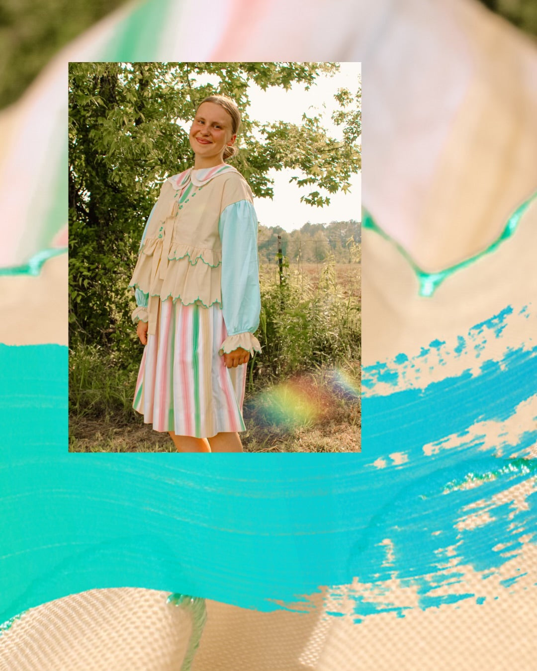 So Much Grace Bow Top in Yellow/Mint