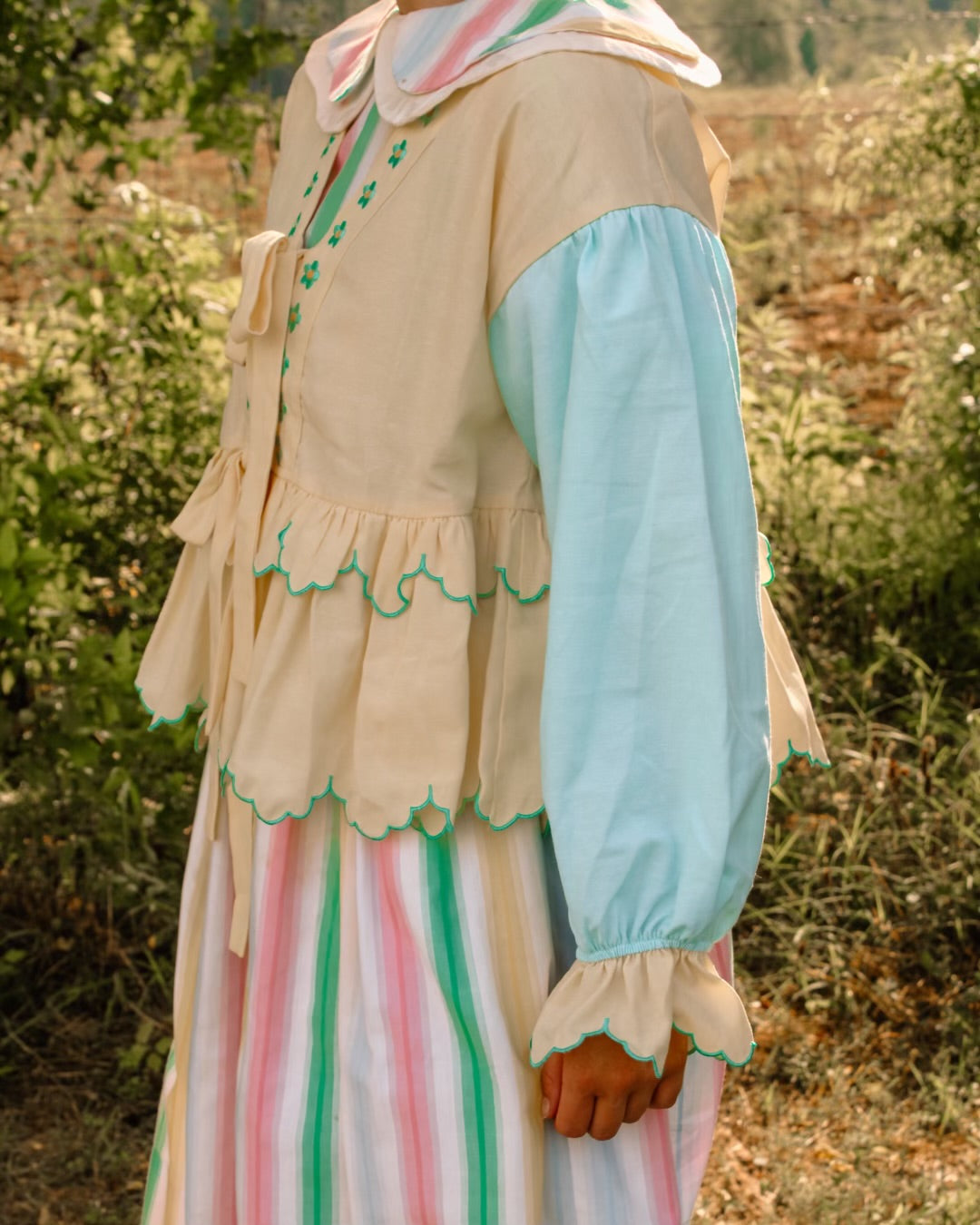 So Much Grace Bow Top in Yellow/Mint