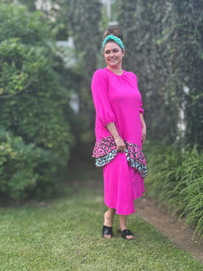 Spring Leopard Frill Dress In Fuchsia*Sizes S - 3X*IN STOCK