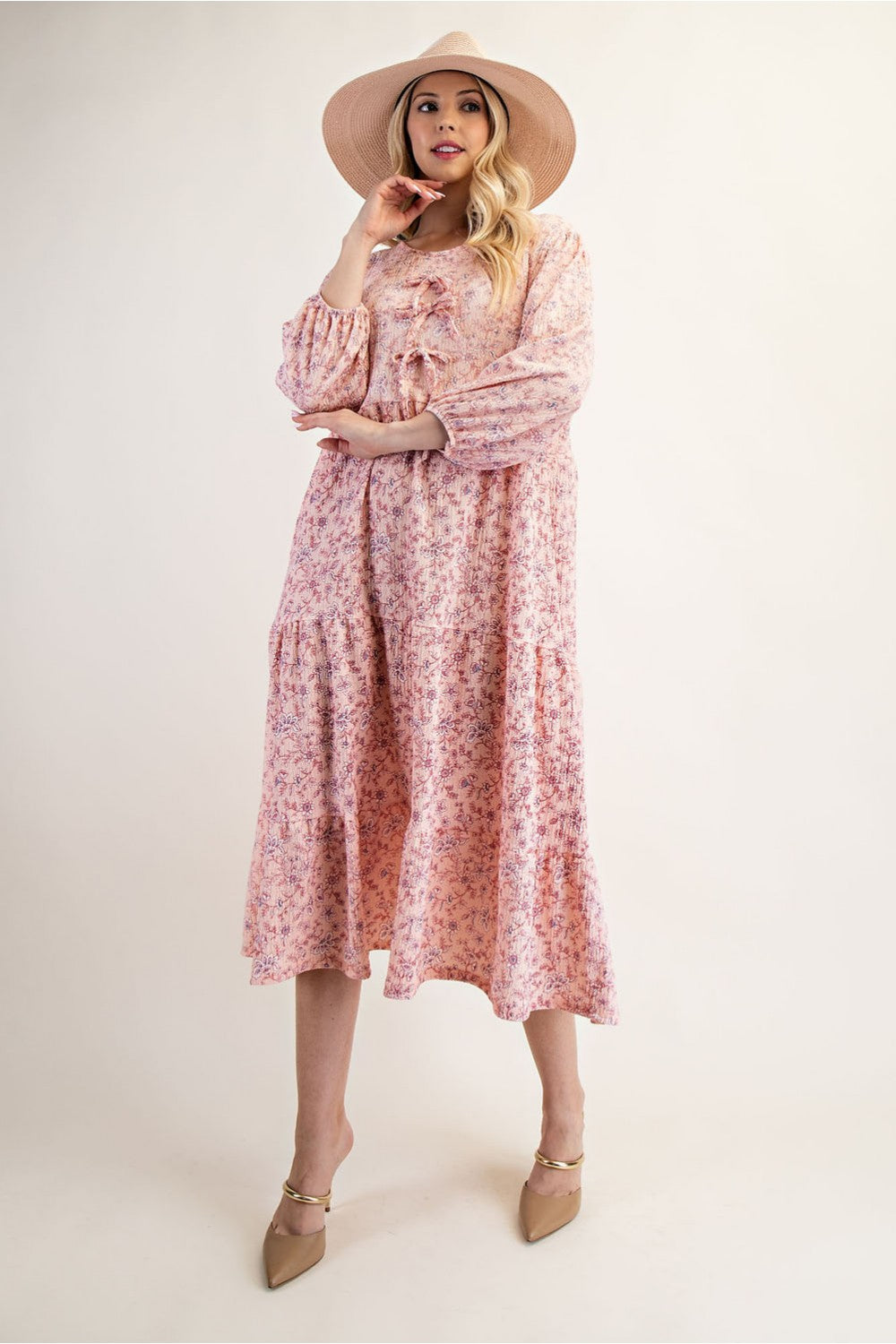 Wear Me For Easter Dress in a Peachy Pink Floral - Sizes S-3X - In Stock