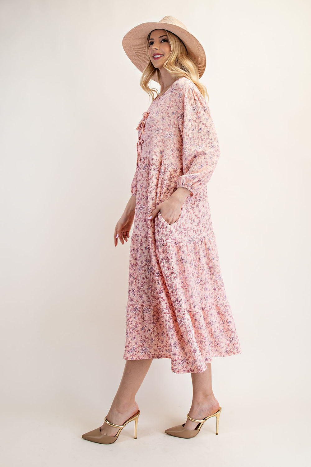 Wear Me For Easter Dress in a Peachy Pink Floral - Sizes S-3X - In Stock