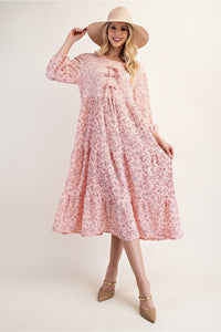 Wear Me For Easter Dress in a Peachy Pink Floral - Sizes S-3X - In Stock