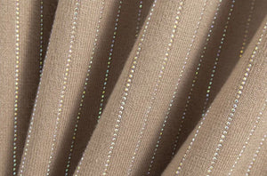 Close Up Detail of Rhinestone Pinstriping in Khaki Color - Modest and Dazzling Sweater Dress ☆ Preorder ☆ 2/3 Weeks - Soft Knit Dress - V-Neck Neckline - Vertical Pinstripe Rhinestone Detail Throughout