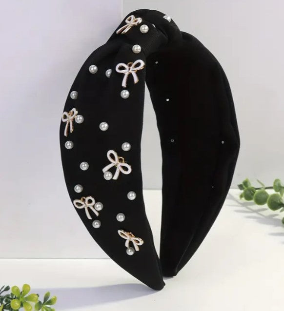 Bow Cheer Headband in Black