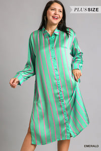 Emerald Glam Button Down Dress - Curvy XL - 2X