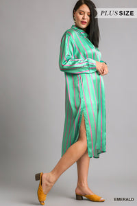Emerald Glam Button Down Dress - Curvy XL - 2X