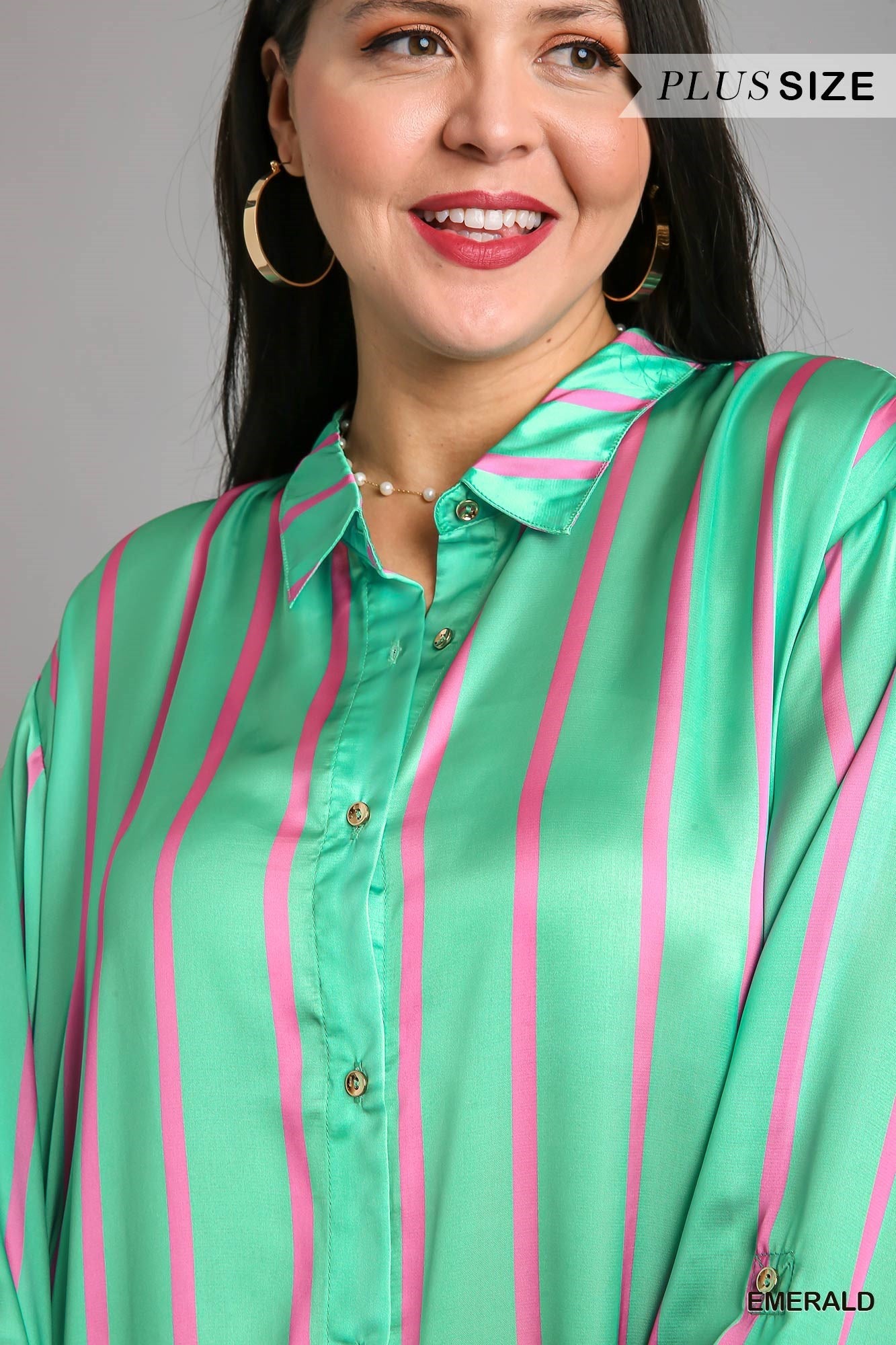 Emerald Glam Button Down Dress - Curvy XL - 2X