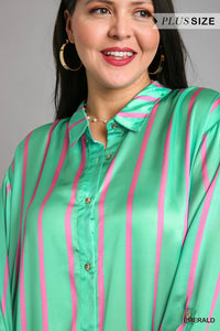Emerald Glam Button Down Dress - Curvy XL - 2X