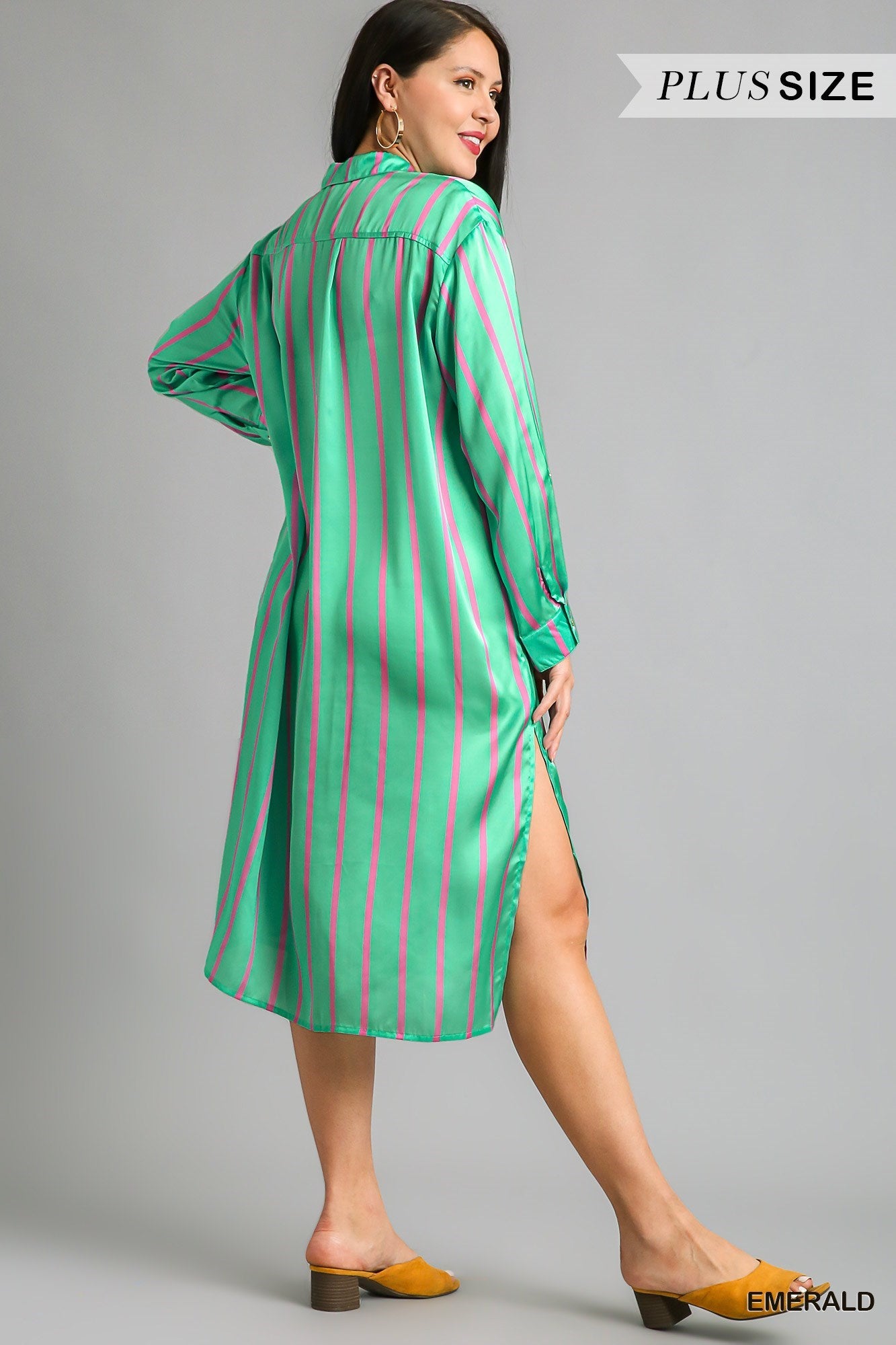 Emerald Glam Button Down Dress - Curvy XL - 2X