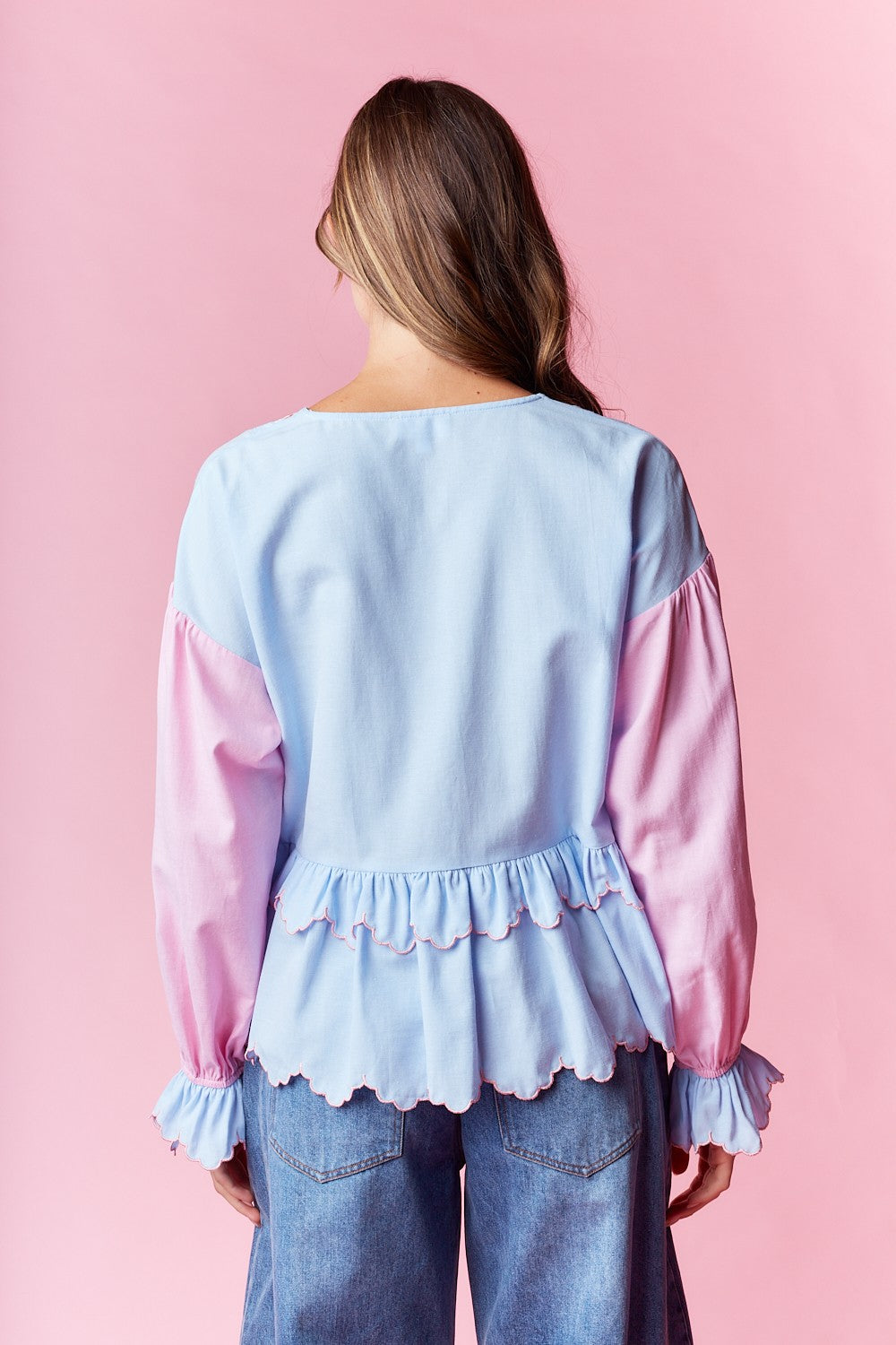 So Much Grace Bow Top in Pink/Blue ** ETA 2/19