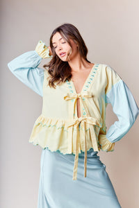 So Much Grace Bow Top in Yellow/Mint ** ETA 2/19