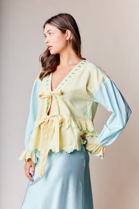 So Much Grace Bow Top in Yellow/Mint ** ETA 2/19