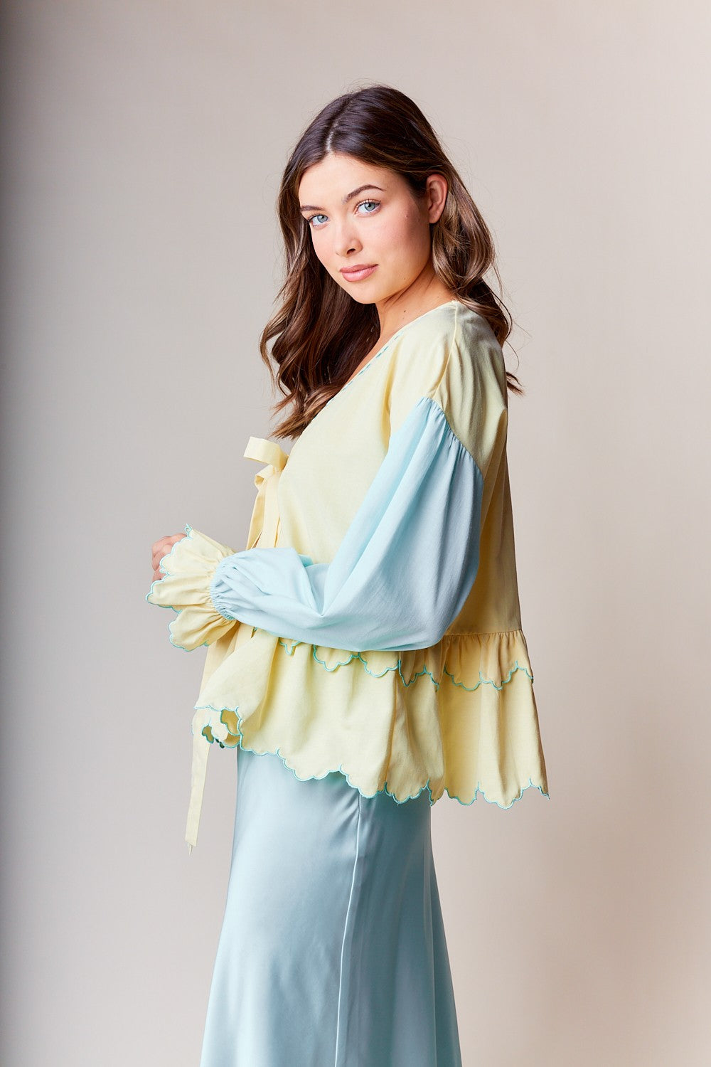 So Much Grace Bow Top in Yellow/Mint ** ETA 2/19